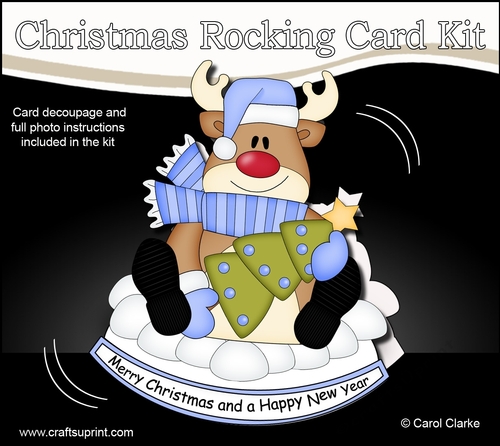 3D Shaped Rocking Christmas Card Mini Kit - Rudolph has an Xmas Tree