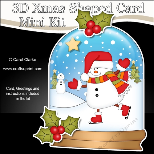 3D Shaped Christmas Snow Globe Card Kit - Snowman Oli