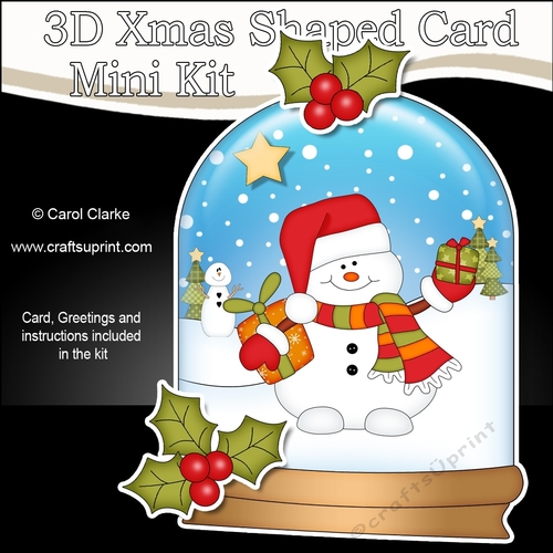3D Shaped Christmas Snow Globe Card Kit - Snowman Oli