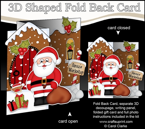 3D Shaped No-Hole Fold Back Christmas Card Mini Kit - Santa has a Sack of Presents