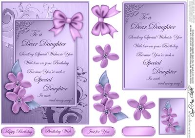 Metallic Birthday Greeting Quick Card with 3D Decoupage