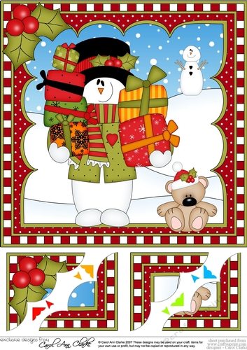 Christmas Snowman Rio 8 x 8 Scalloped Corner Topper  