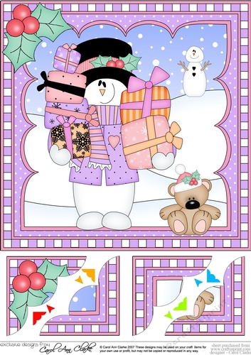 Christmas Snowman Rio 8 x 8 Scalloped Corner Topper  