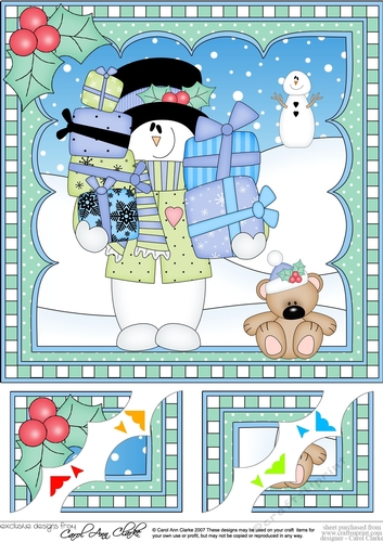 Christmas Snowman Rio 8 x 8 Scalloped Corner Topper  