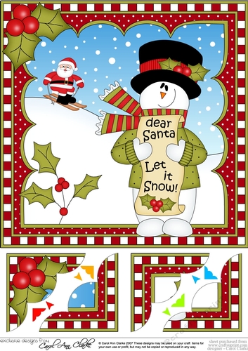 Christmas Snowman Rio 8 x 8 Scalloped Corner Topper  