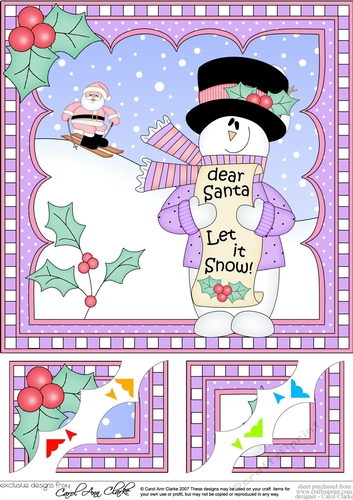 Christmas Snowman Rio 8 x 8 Scalloped Corner Topper  
