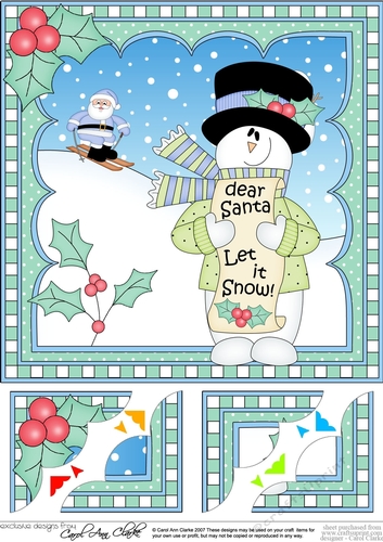 Christmas Snowman Rio 8 x 8 Scalloped Corner Topper  