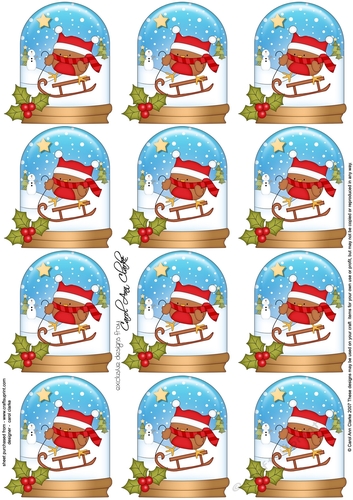 Christmas Bobbin Robin Snow Globe Gift Tags