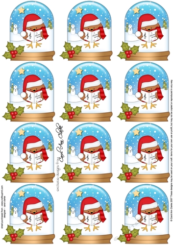 Christmas Bobbin Robin Snow Globe Gift Tags
