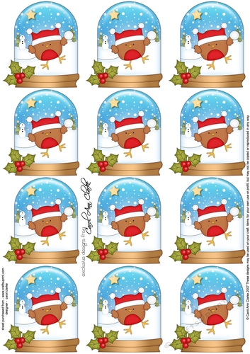 Christmas Bobbin Robin Snow Globe Gift Tags