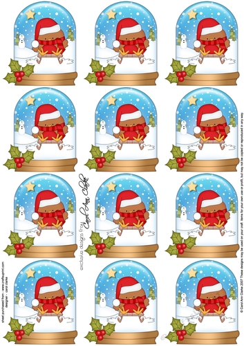 Christmas Bobbin Robin Snow Globe Gift Tags