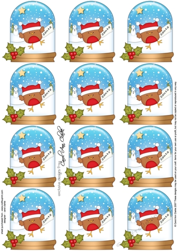 Christmas Bobbin Robin Snow Globe Gift Tags