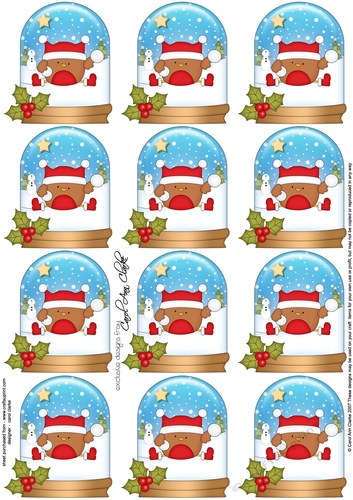 Christmas Bobbin Robin Snow Globe Gift Tags