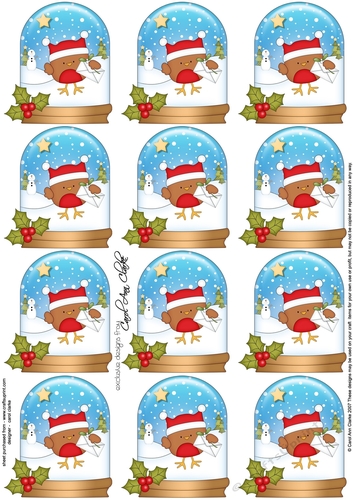 Christmas Bobbin Robin Snow Globe Gift Tags