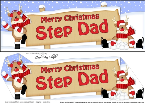 large DL Merry Christmas STEP DAD with Rudolph 3D decoupage