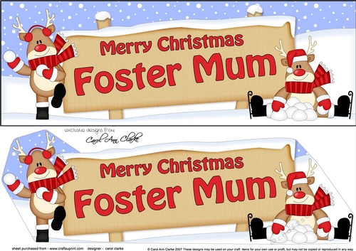 large DL Merry Christmas FOSTER MUM with Rudolph 3D decoupage