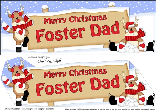 large DL Merry Christmas FOSTER DAD with Rudolph 3D decoupage