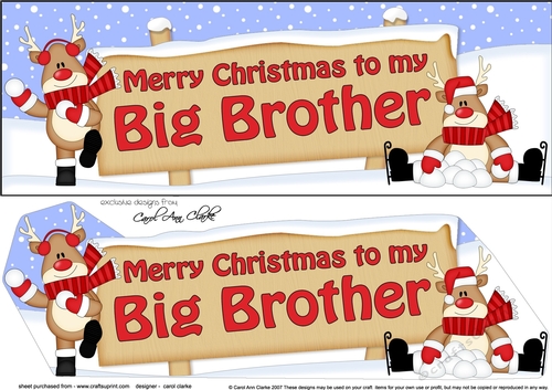 large DL Merry Christmas to my BIG BROTHER with Rudolph 3D decoupage