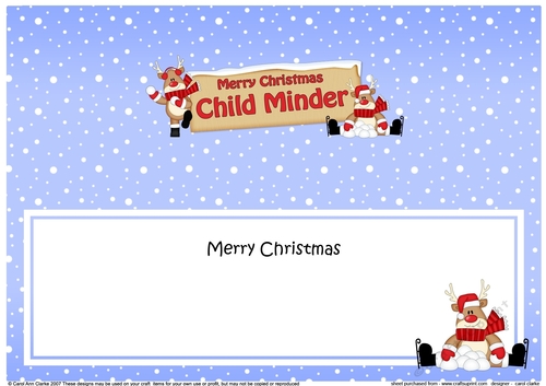 large DL Merry Christmas CHILD MINDER with Rudolph insert