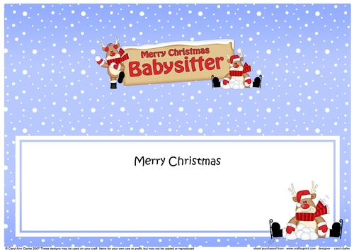 large DL Merry Christmas BABYSITTER with Rudolph insert
