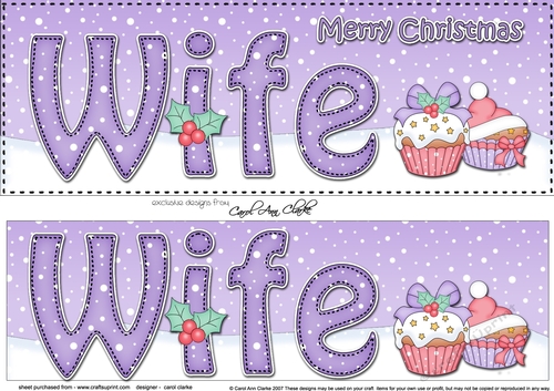 Large DL Merry Christmas WIFE insert with Cupcakes