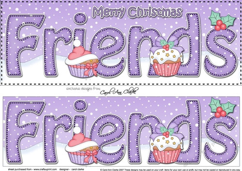 Large DL Merry Christmas FRIENDS 3D decoupage with Cupcakes