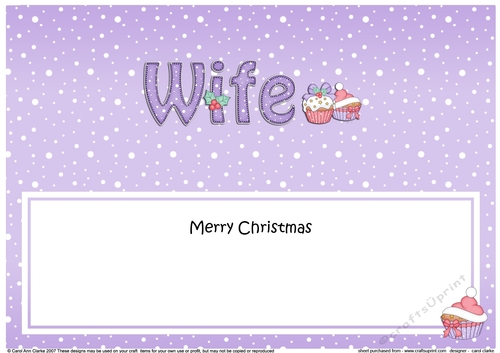 Large DL Merry Christmas WIFE insert with Cupcakes