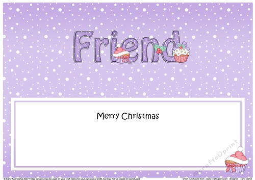 Large DL Merry Christmas FRIEND insert with Cupcakes