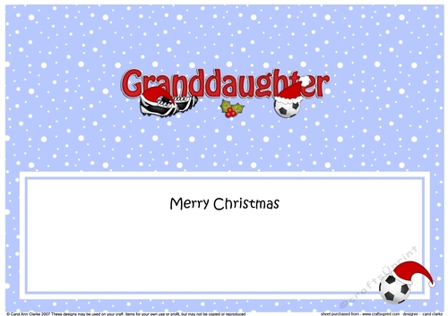 Large DL Merry Christmas GRANDDAUGHTER insert with Cupcakes