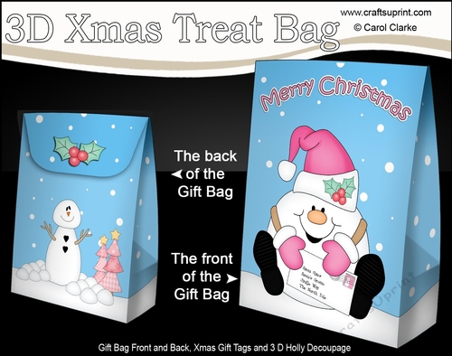 3D Christmas Gift Bag Mini Kit - Snowball Sam has a Letter for Santa
