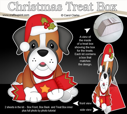 3D Christmas Treat Box Gift Set Mini Kit - Little Boxer Dog