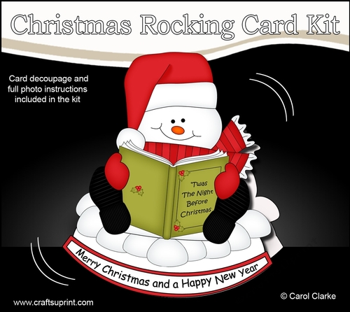 3D Shaped Rocking Christmas Card Mini Kit - Snowman Oli reads an Xmas Story