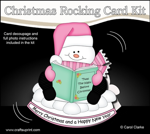 3D Shaped Rocking Christmas Card Mini Kit - Snowman Oli reads an Xmas Story