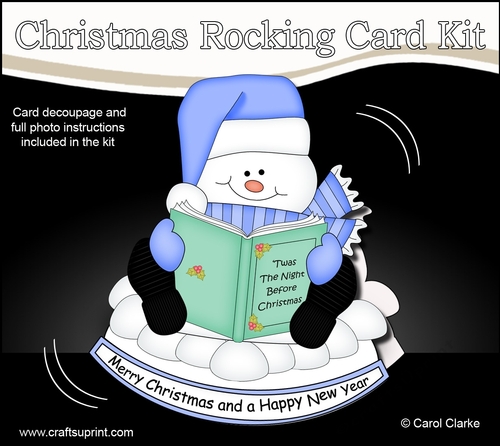 3D Shaped Rocking Christmas Card Mini Kit - Snowman Oli reads an Xmas Story