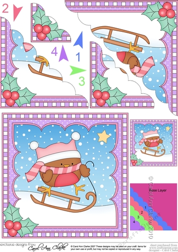Christmas Scalloped Corner Stacker - Bobbin Robin is Sledging