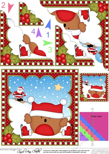 Christmas Scalloped Corner Stacker - OOps Bobbin Robin is Skating!