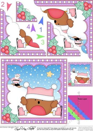 Christmas Scalloped Corner Stacker - OOps Bobbin Robin is Skating!