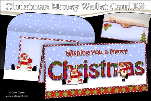 WISHING YOU A MERRY CHRISTMAS Money or Gift Wallet Card Kit