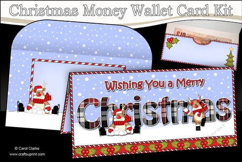 WISHING YOU A MERRY CHRISTMAS Money or Gift Wallet Card Kit