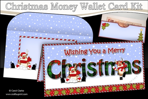 WISHING YOU A MERRY CHRISTMAS Money or Gift Wallet Card Kit