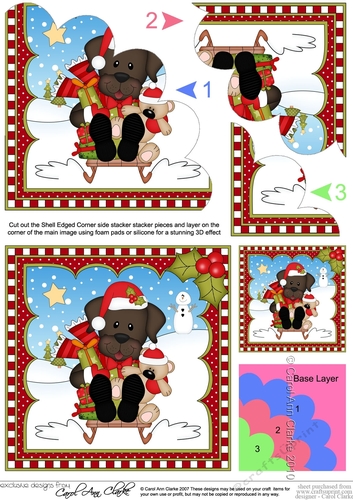 Christmas Shell Edged Corner Side Stacker - Little Chocolate Labrador Dog 