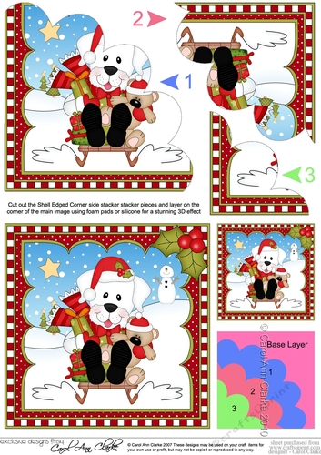 Christmas Shell Edged Corner Side Stacker - Little White Labrador Dog 