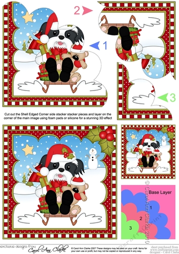 Christmas square landscape insert - Little Shih Tzu Dog
