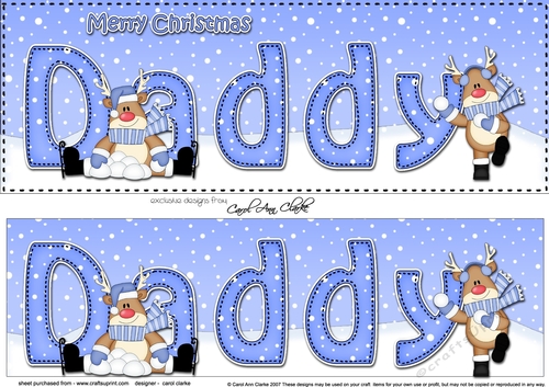 Large DL Merry Christmas DADDY 3D decoupage with Rudolph 