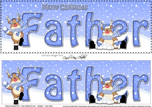 Large DL Merry Christmas FATHER 3D decoupage with Rudolph 