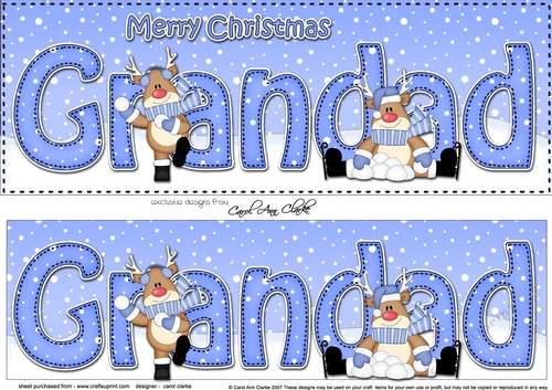 Large DL Merry Christmas GRANDAD 3D decoupage with Rudolph 
