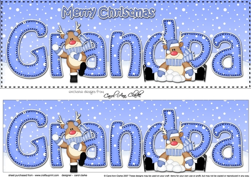 Large DL Merry Christmas GRANDPA 3D decoupage with Rudolph 
