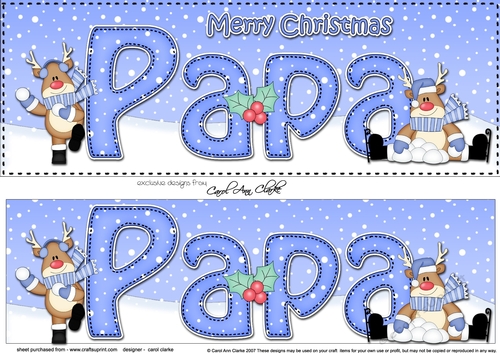 Large DL Merry Christmas PAPA 3D decoupage with Rudolph 