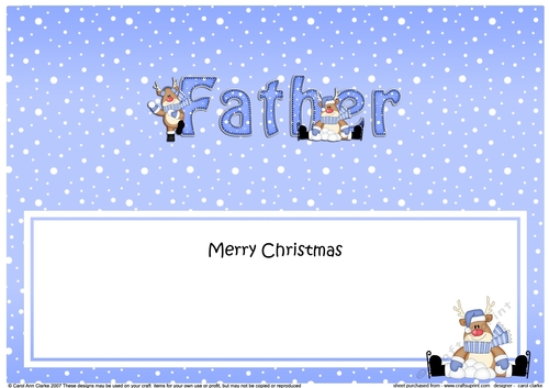 Large DL Merry Christmas FATHER insert with Rudolph