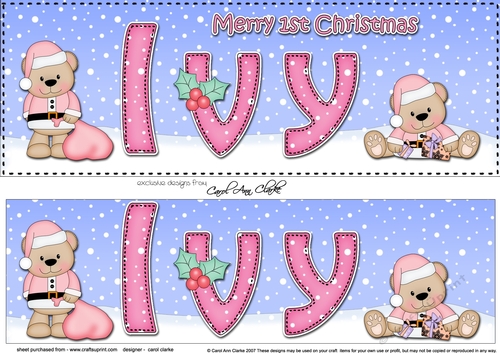 Large DL Merry 1st Christmas IVY 3D decoupage